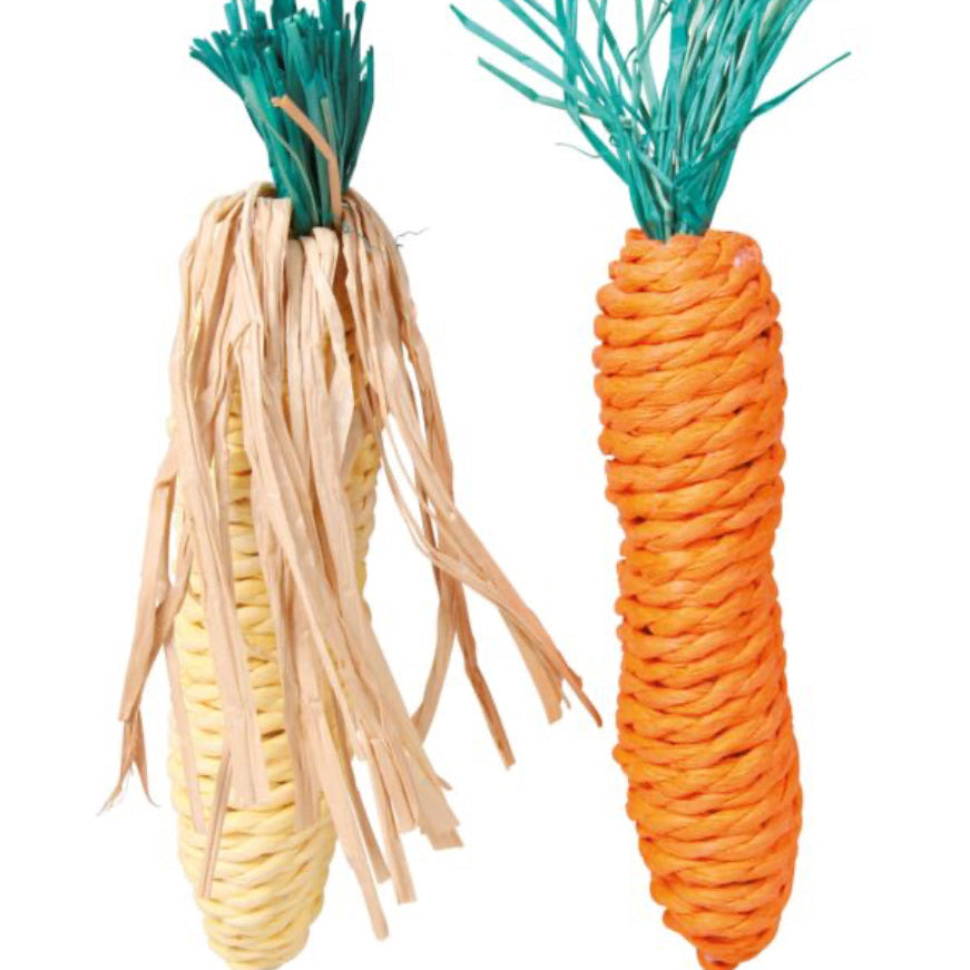 Set of straw toys carrot and corn