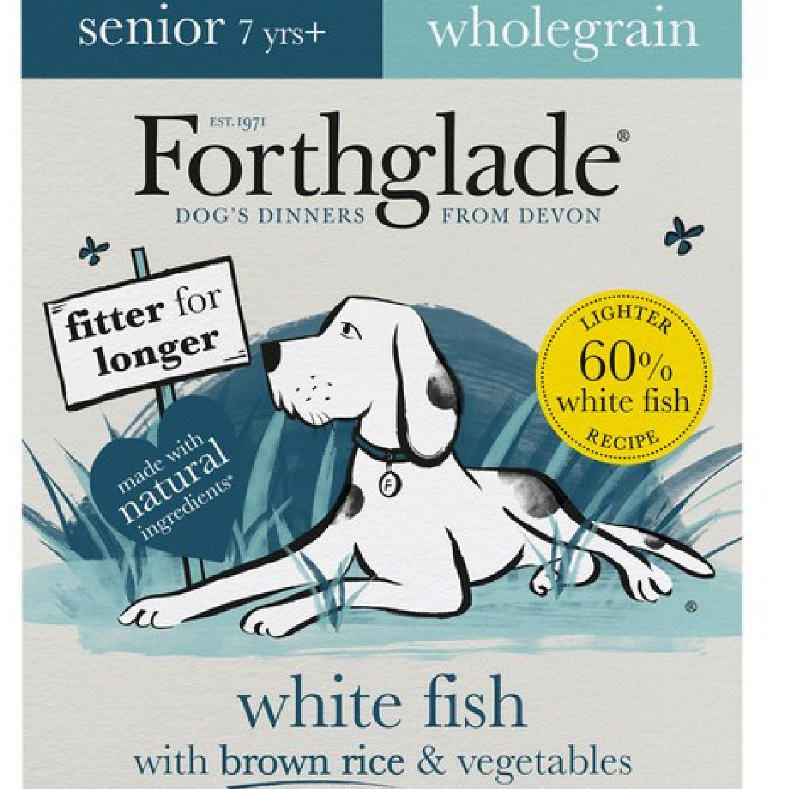 Forthglade senior white fish brown rice and vegetables wet food 395g