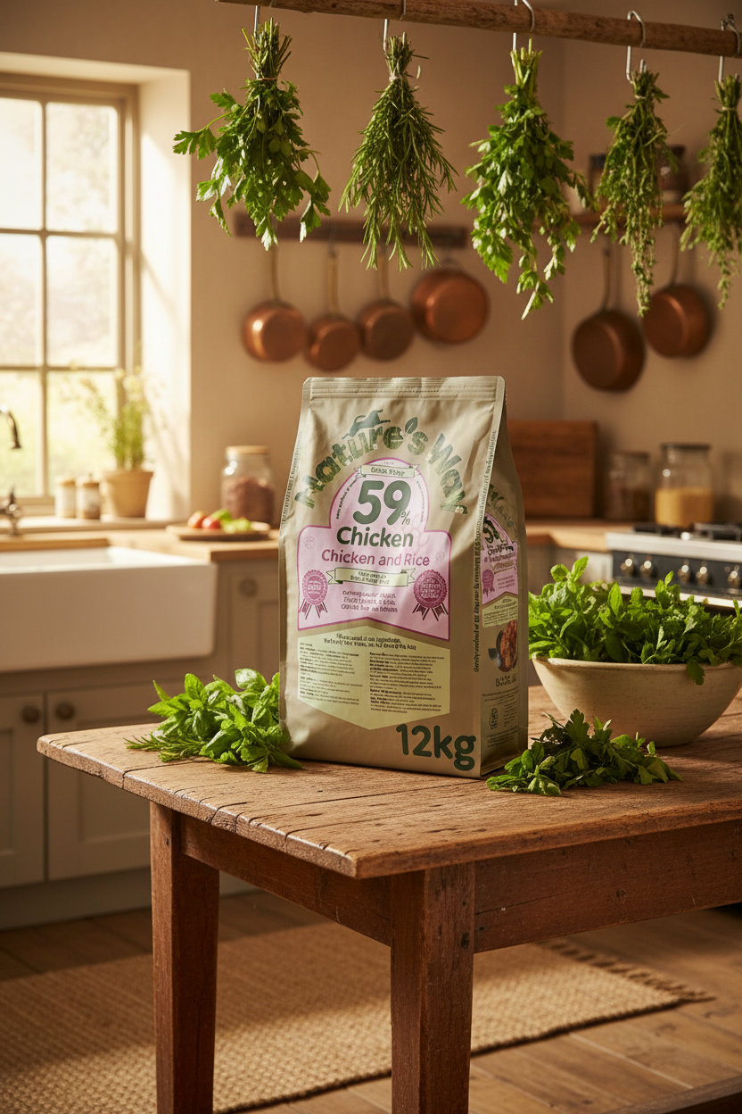 Naturesway Puppy and small dog recipe
with 59% Chicken 12kg