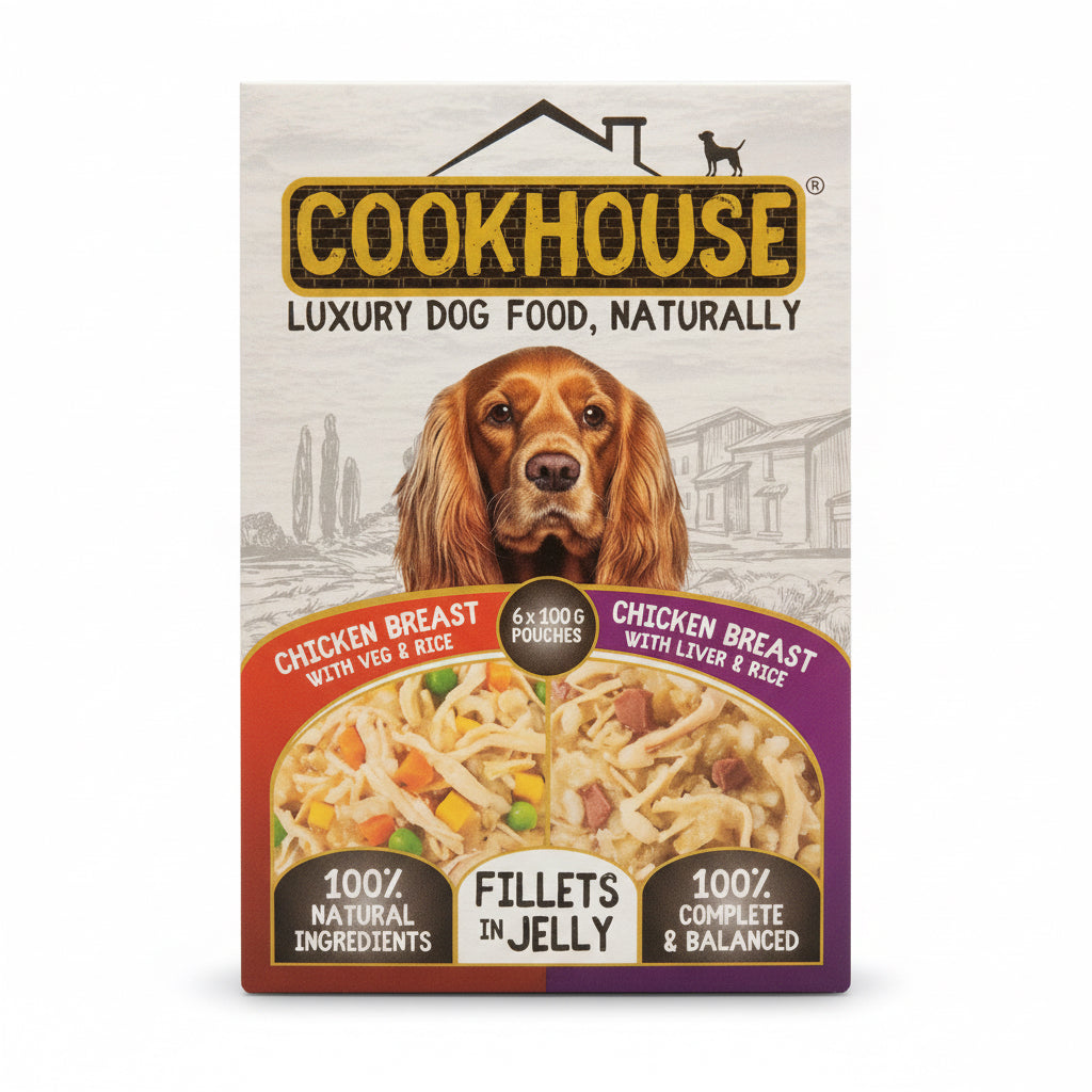 Cook House Luxury Dog Food Chicken Breast with veg and rice/ Chicken Breast with Liver and rice 100g x6 pouches