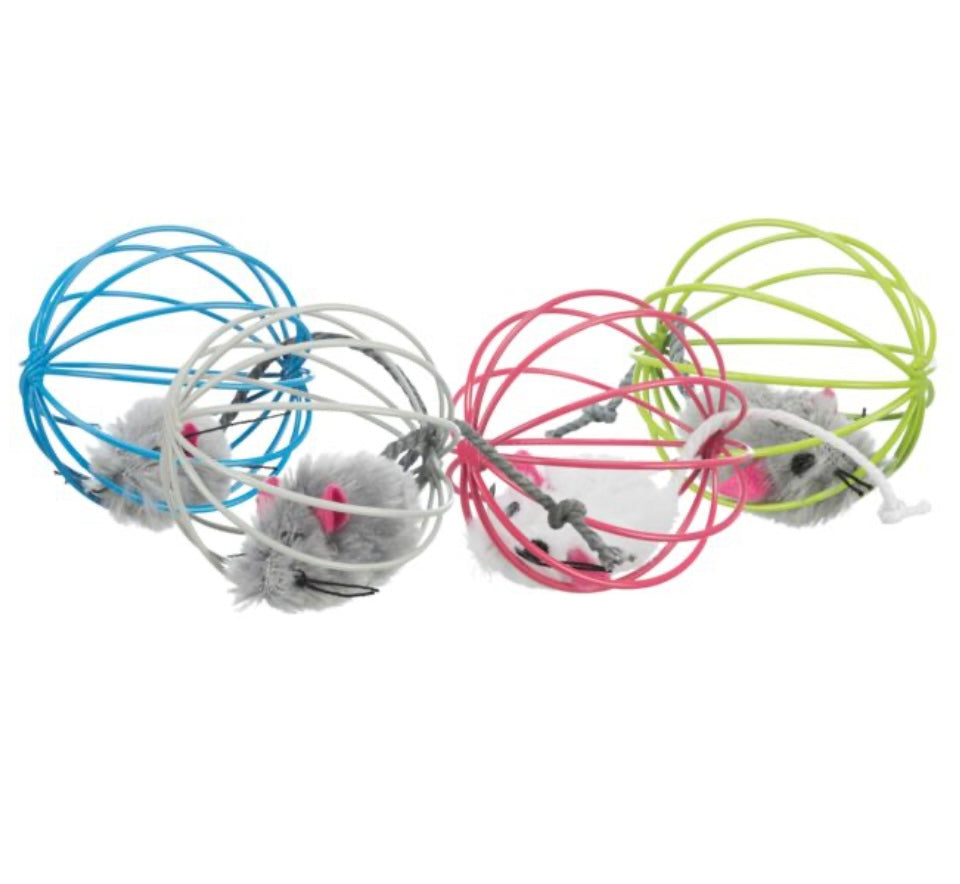 Plush Mice in Cages (assorted colours)