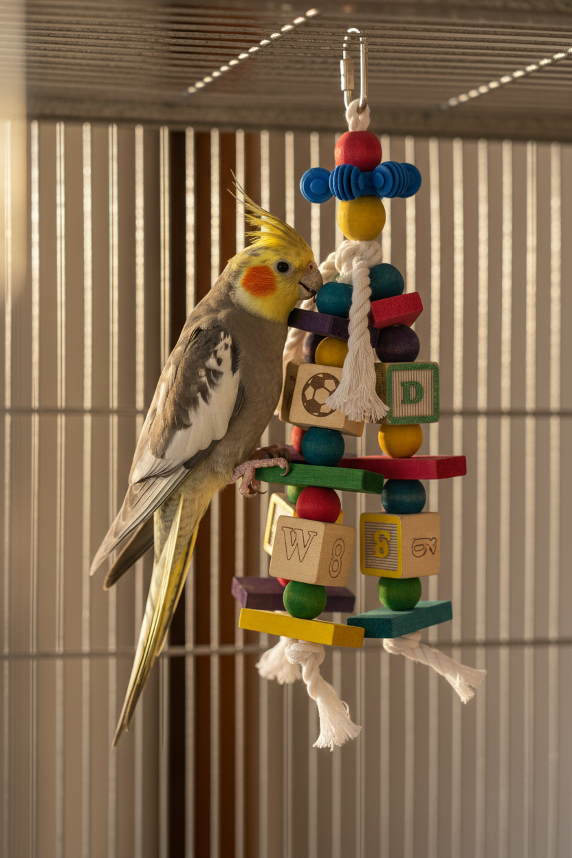 Coloured Blocks Bird Toy