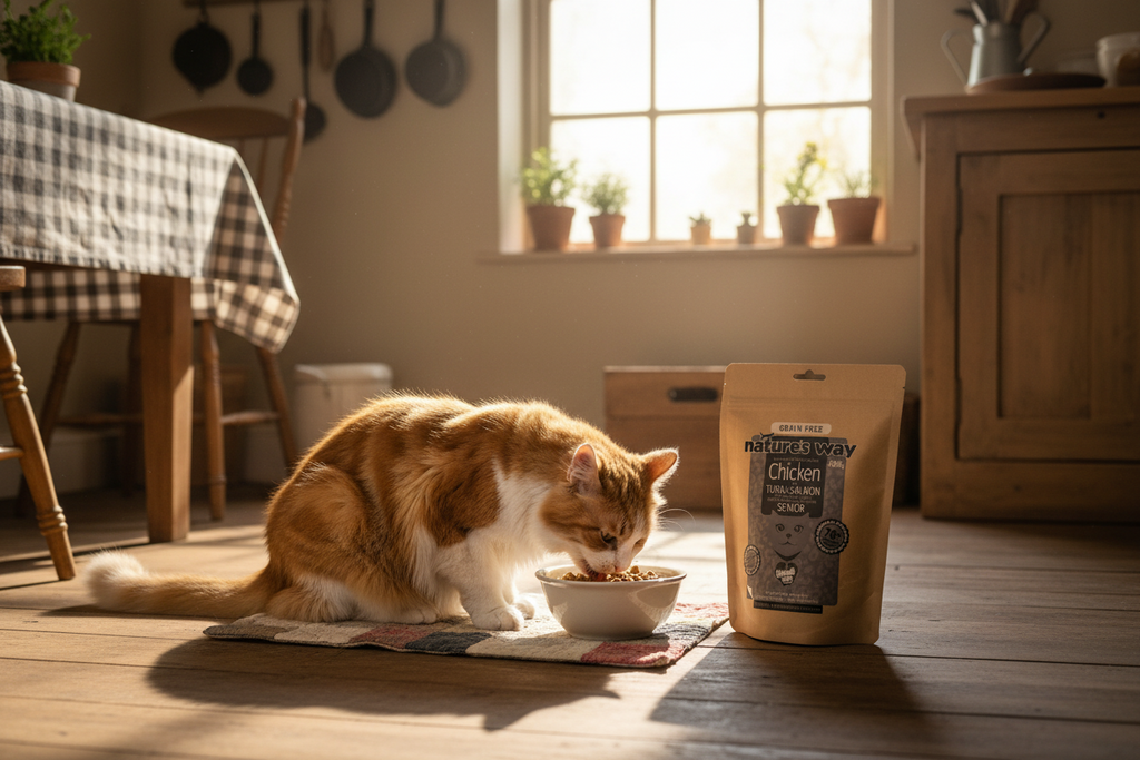 Natures Way Grain Free Chicken with Tuna & Salmon Complete Dry Food for Senior Cats 300g