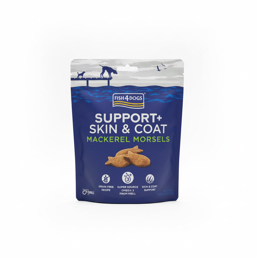 Fish4Dogs Support+
Skin & Coat Mackerel
Morsels 225g