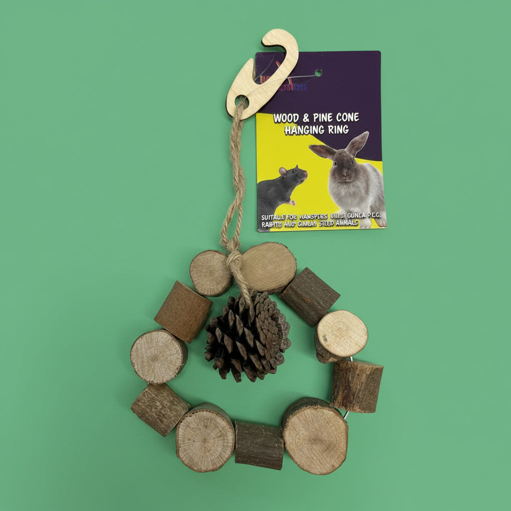 Wood And Pine Cone Hanging Ring