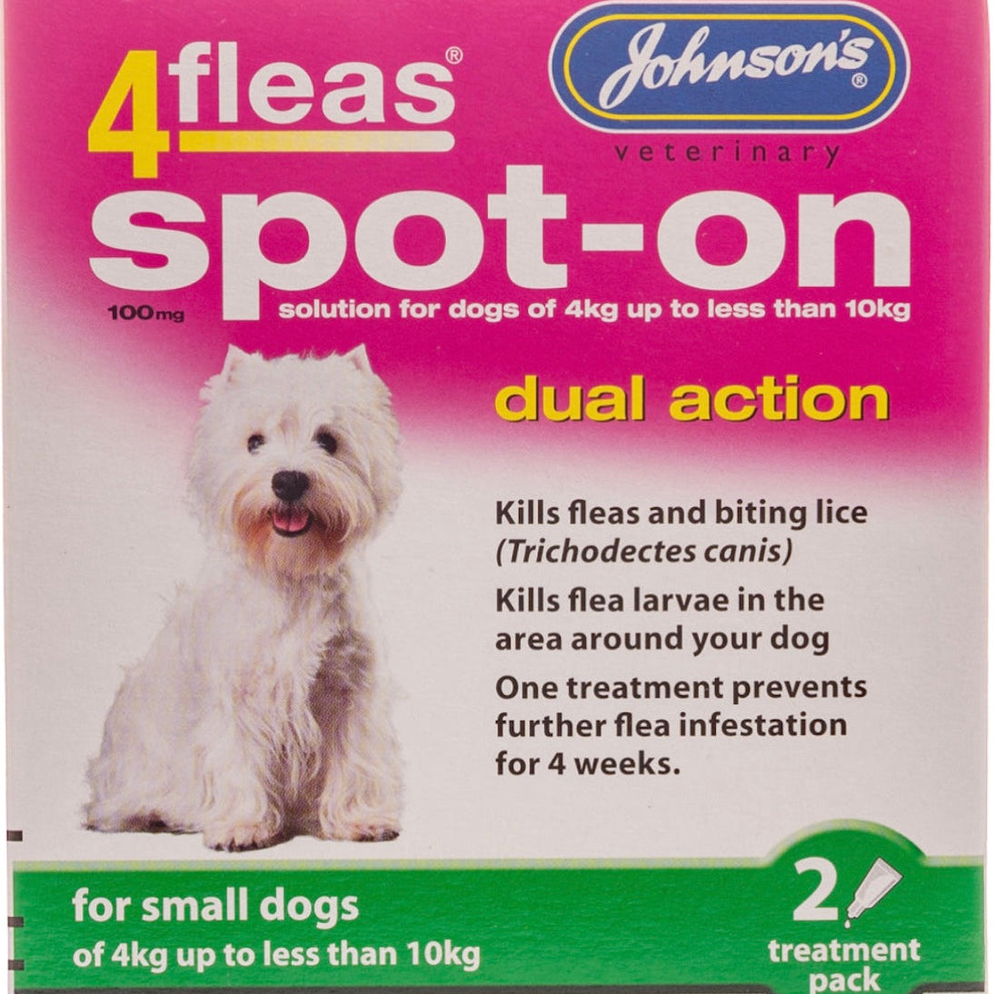 4fleas spot on dual action for small dogs weighing between 4kg upto and less than 10kg