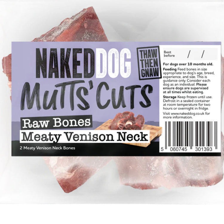 Naked Dog Mutts' Cuts Extra Meaty Venison Neck Bones (2 per pack)