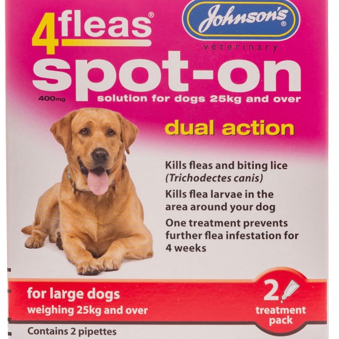 4fleas dual action spot on for large dogs weighing 25kg and over