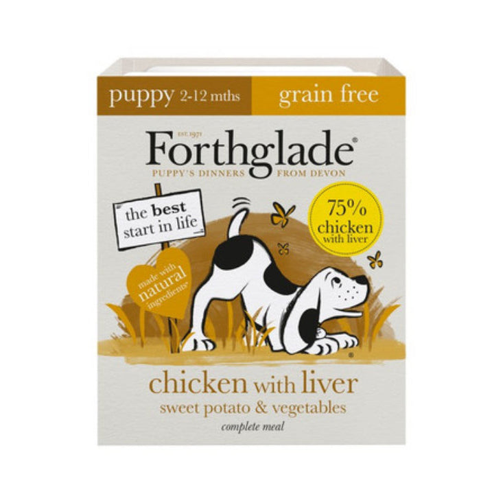 Forthglade puppy chicken with liver sweet potato and vegetables wet food 395g