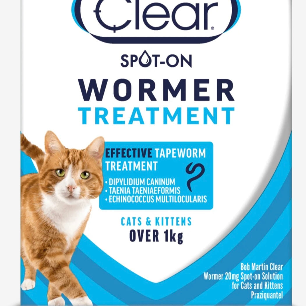 Bob Martin one dose tapeworm spot on treatment for cat and kittens over 1kg