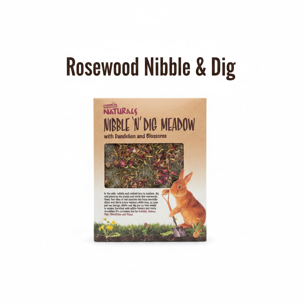 Rosewood Nibble & Dig Meadow with Dandelion and Blossoms.
