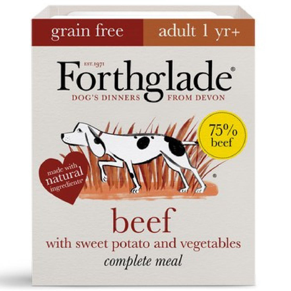 Forthglade beef with sweet potato and vegetable adult dog wet food 395g
