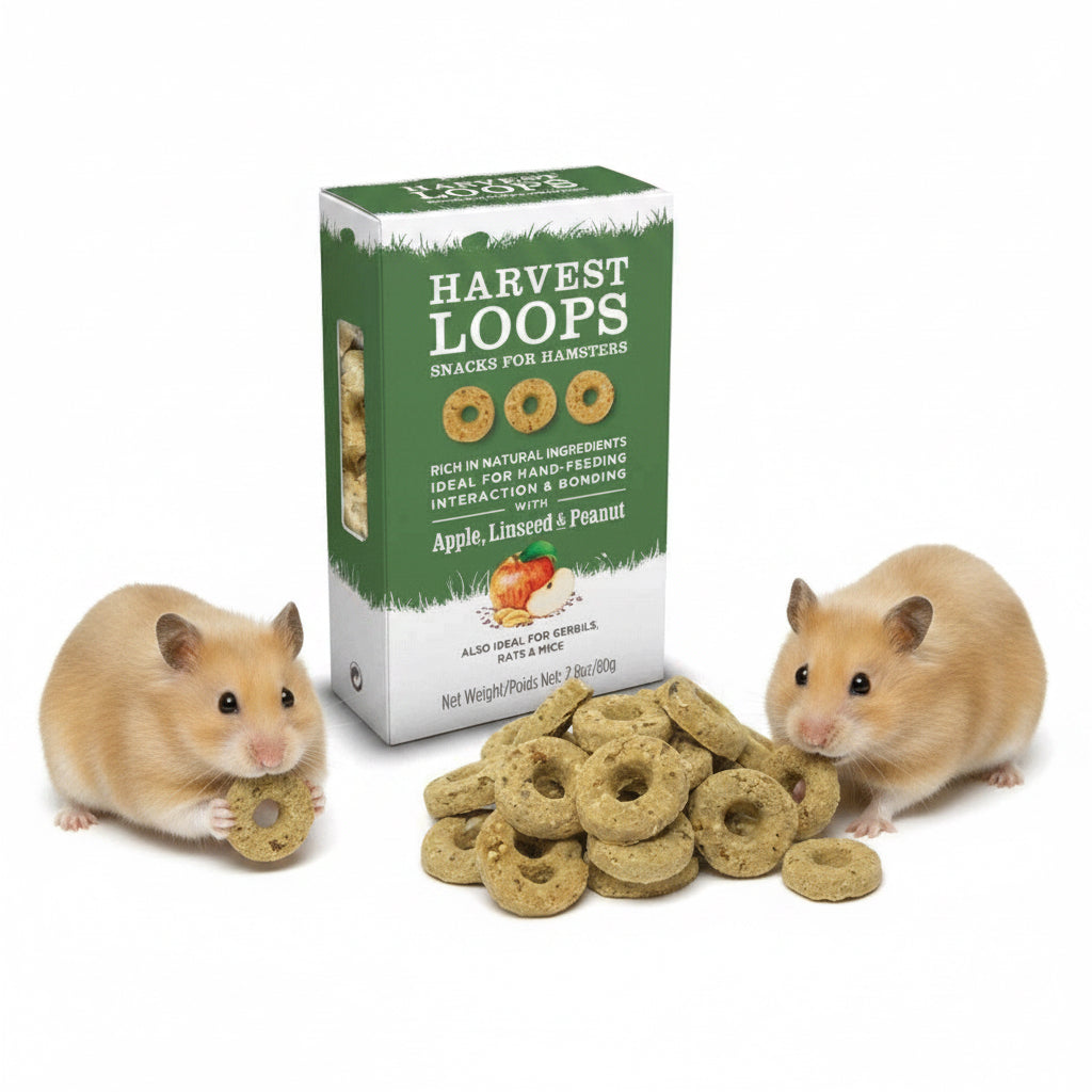 Selective naturals harvest loop snacks suitable for hamsters, gerbils, rats and mice.